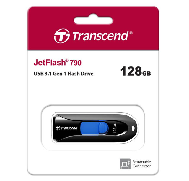 Накопичувач Transcend 128GB USB 3.1 Type-A JetFlash 790 Чорний