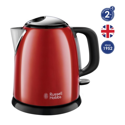 Електрочайник Russell Hobbs Colours Plus Mini 1л, метал, червоно-чорний
