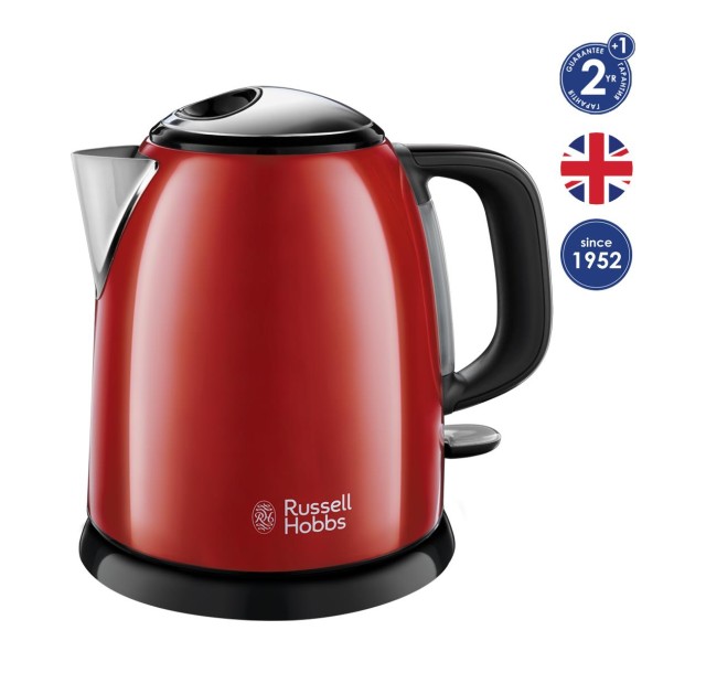 Електрочайник Russell Hobbs Colours Plus Mini 1л, метал, червоно-чорний