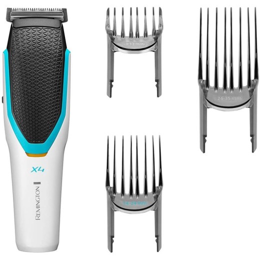 Машинка для стрижки Remington Power X Series X4, мережа+акум., насадок-3, сталь, біло-чорний