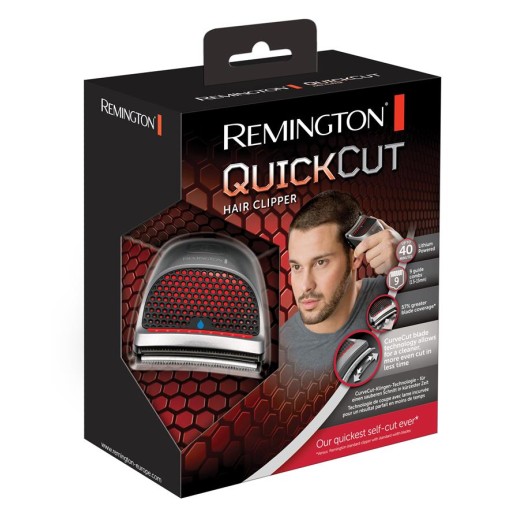 Машинка для стрижки Remington QuickCut Hairclipper, мережа+акум., роторний мотор, насадок-9, кейс, сталь, чорно-сріблястий