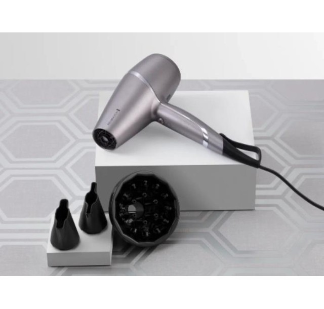 Фен Remington ProLuxe You Adaptive, 2400Вт, 3 режими, дифузор, іоніз-я, хол. обдув, турбо режим, сірий