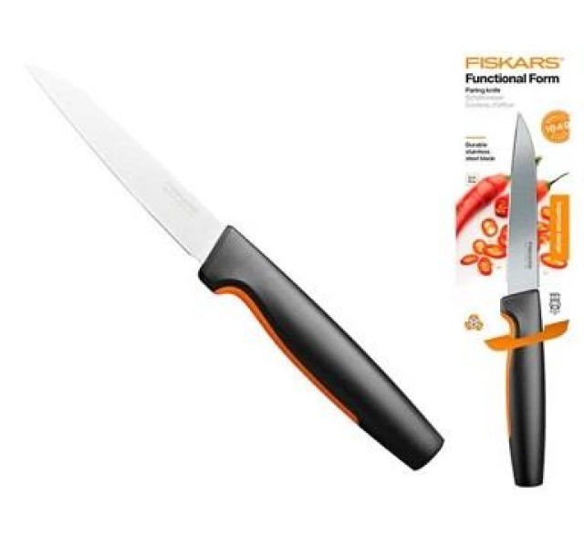 Кухонний ніж для коренеплодів Fiskars Functional Form, 11см, нержавіюча сталь, пластик, чорний