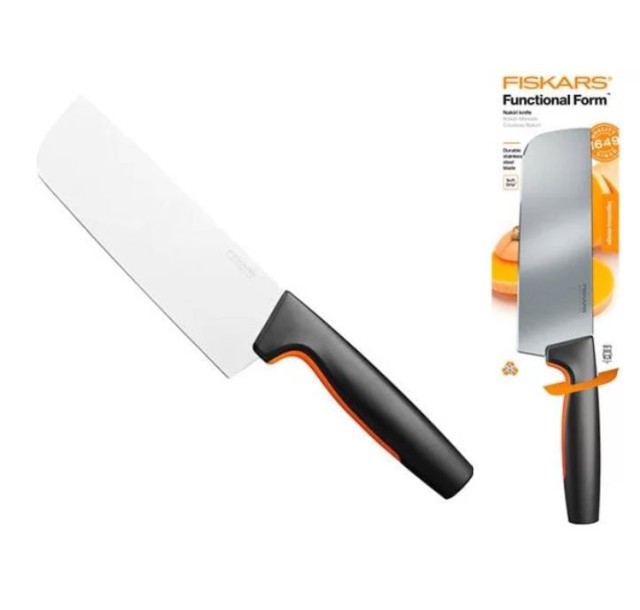 Кухонний ніж поварський Nakiri Fiskars Functional Form, 15.8см, нержавіюча сталь, пластик, чорний