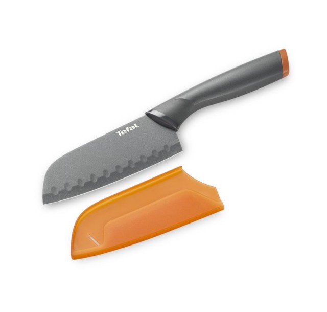Кухонний ніж Сантоку Tefal Fresh Kitchen, 12см, з чохлом, нержавіюча сталь, плстик, сірий