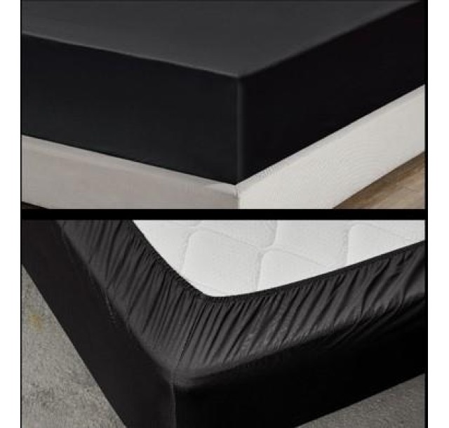Простирадло на резинці Ardesto Mix&Match Premium, 180x200+30см, 100% бавовна, сатин, чорний