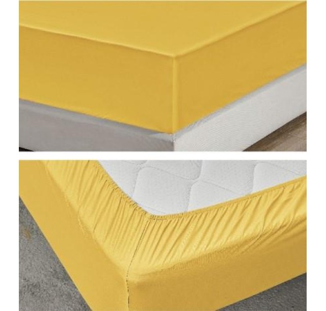 Простирадло на резинці Ardesto Mix&Match, 180x200+30см, 100% бавовна, сатин, жовтий