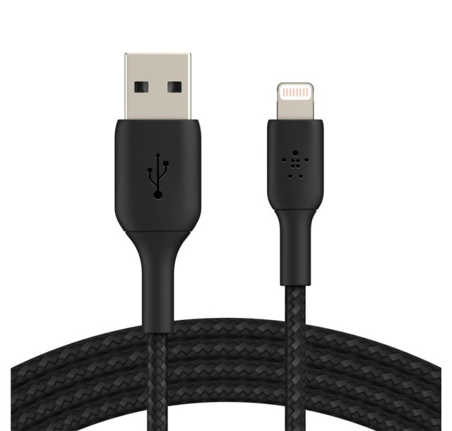 Кабель USB-A > Lightning заряджання/синхронізації Belkin, 2м, плетений, чорний