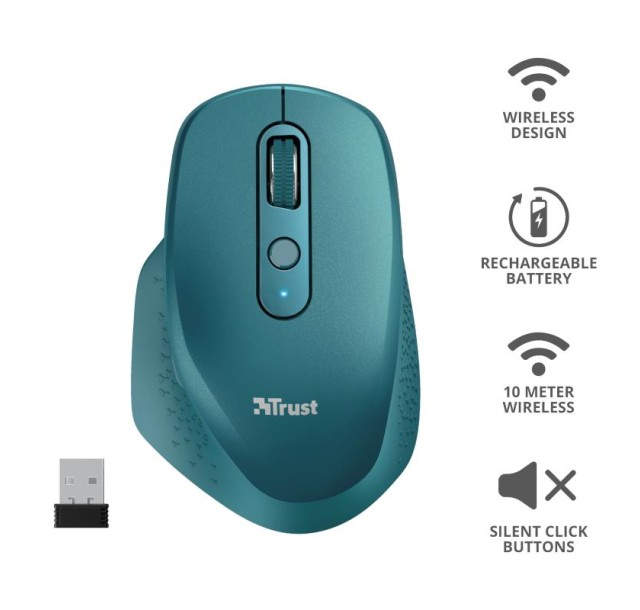 Миша Trust Ozaa Rechargeable, WL, синій