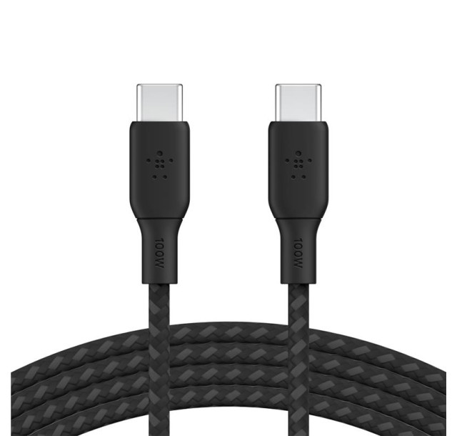 Кабель USB-C > USB-C заряджання/синхронізації Belkin, 3м, 100Вт, Type-C, плетений, чорний