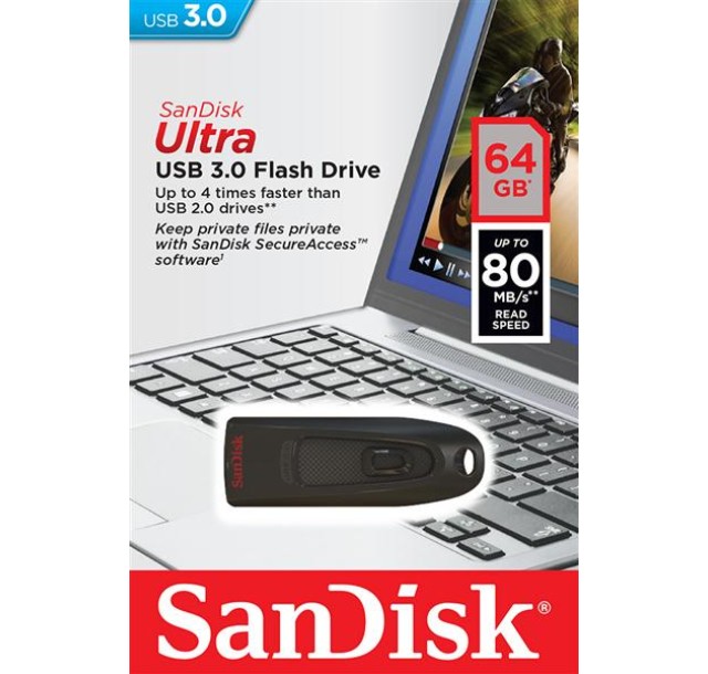 Накопичувач SanDisk   64GB USB 3.0 Type-A Ultra Чорний