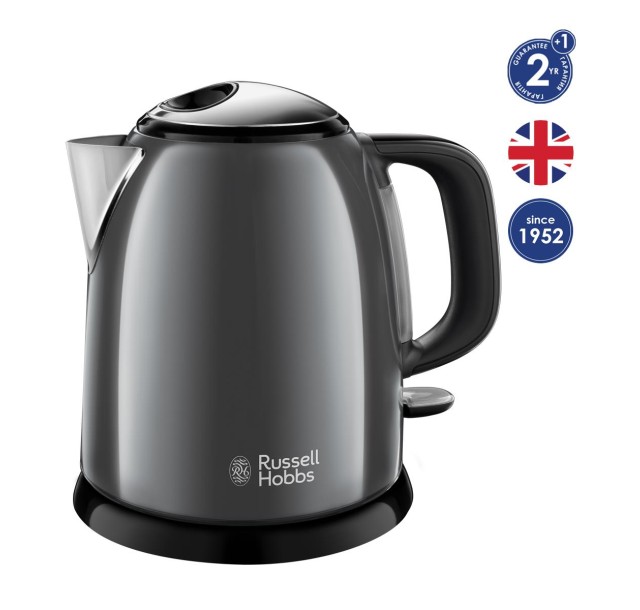 Електрочайник Russell Hobbs Colours Plus Mini, 1л, метал , сірий