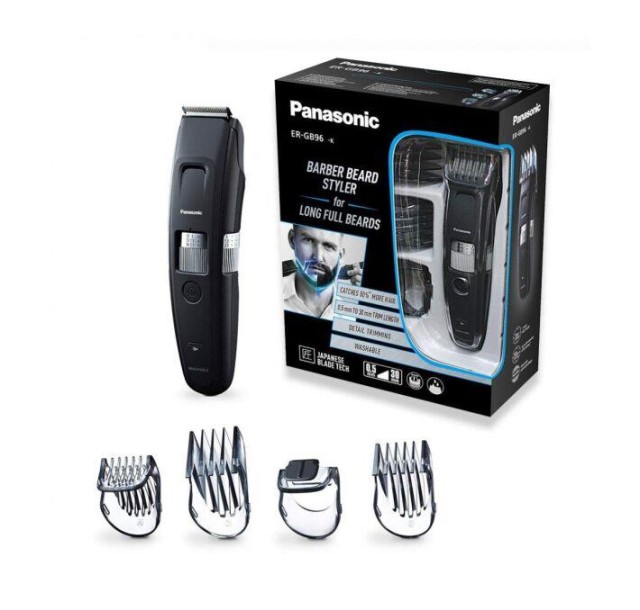 Тример Panasonic, для бороди і вусів, мережа+акум., насадок-4, сталь, чорний