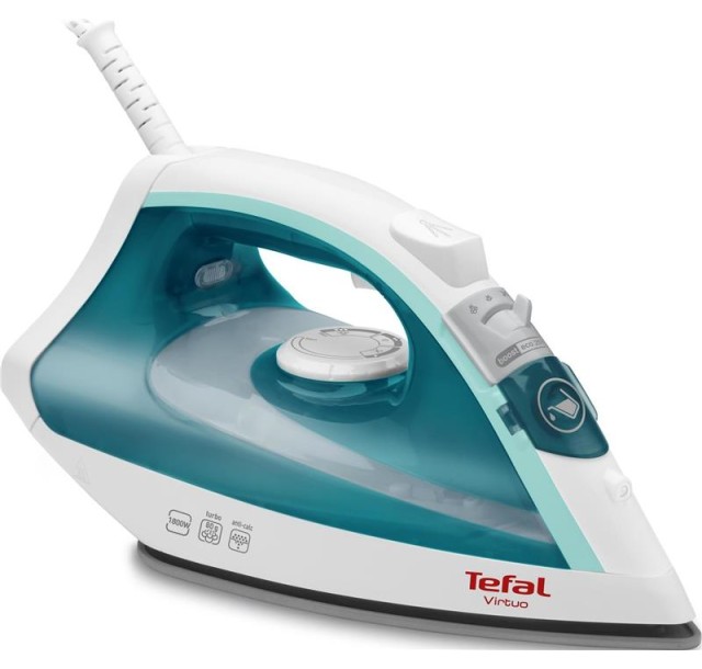 Праска Tefal Virtuo, 1800Вт, 200мл, паровий удар -80гр, постійна пара - 24гр, керам. підошва, біло-бірюзовий