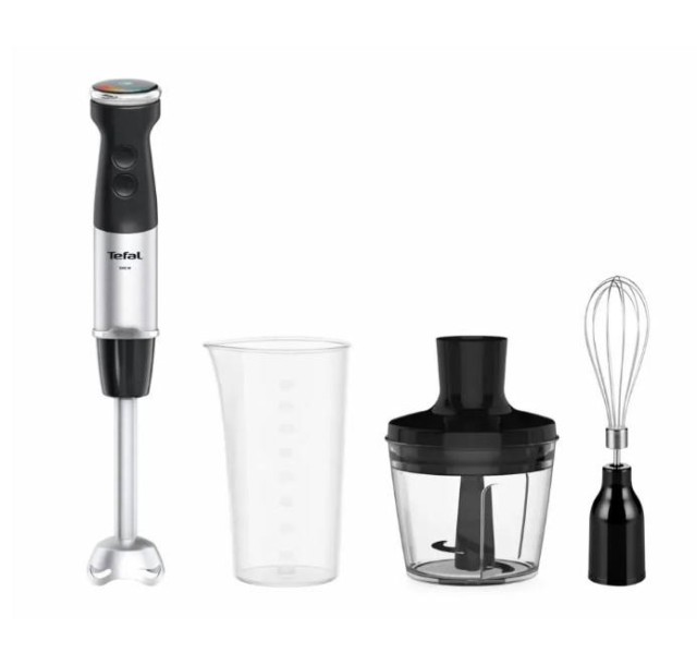 Блендер Tefal заглибний Quickchef+ 1000Вт, 3в1, чаша-800мл, чопер-500мл, турборежим, сріблясто-чорний