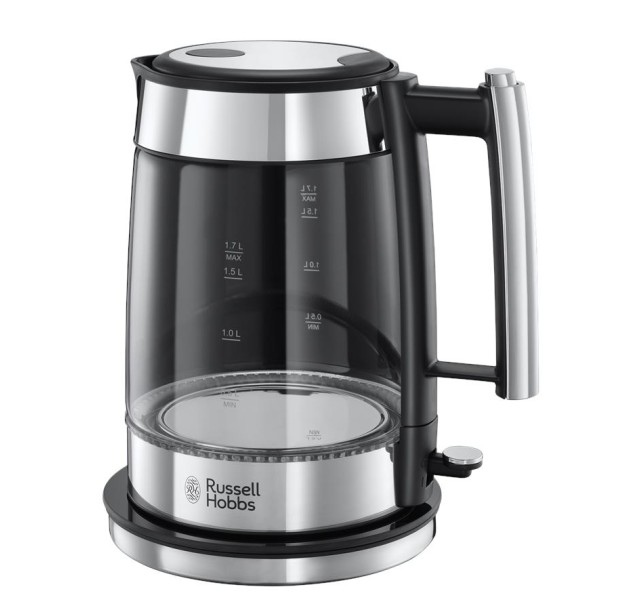 Електрочайник Russell Hobbs Elegance, 1.7л, скло, сріблясто-чорний