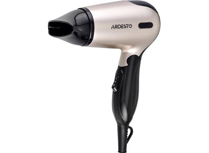 Фен Ardesto  Gemini HD-503T дорожній, 1200 Вт, складана ручка, 2 швидкості, 2 темпер. режими, золотисто-чорний