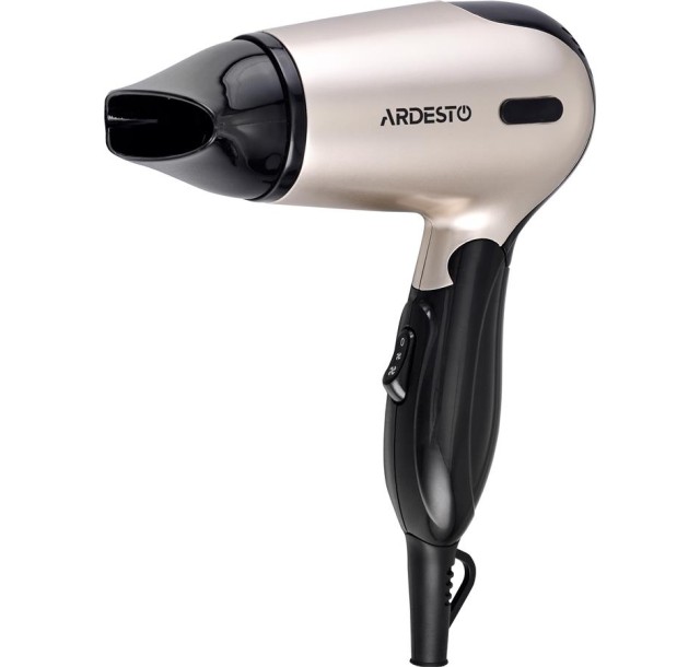 Фен Ardesto  Gemini HD-503T дорожній, 1200 Вт, складана ручка, 2 швидкості, 2 темпер. режими, золотисто-чорний