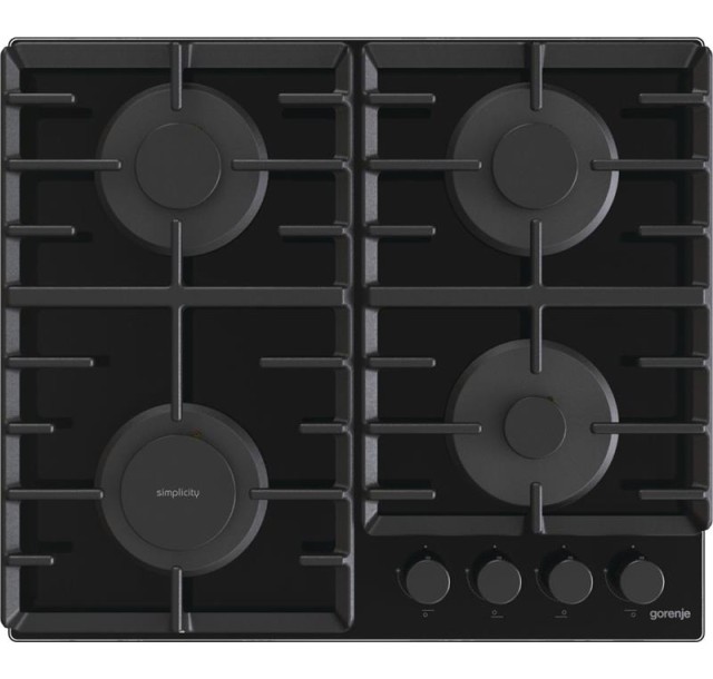 Варильна поверхня Gorenje газова на склі, 60см, чавун, чорний