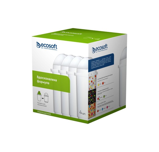 Комплект картриджів Ecosoft покращений для фільтр-глечиків Ecosoft та Наша Вода, 3+1шт