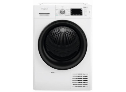 Сушильна машина Whirlpool тепловий насос, 9кг, A++, 65см, дисплей, люк чорний, білий