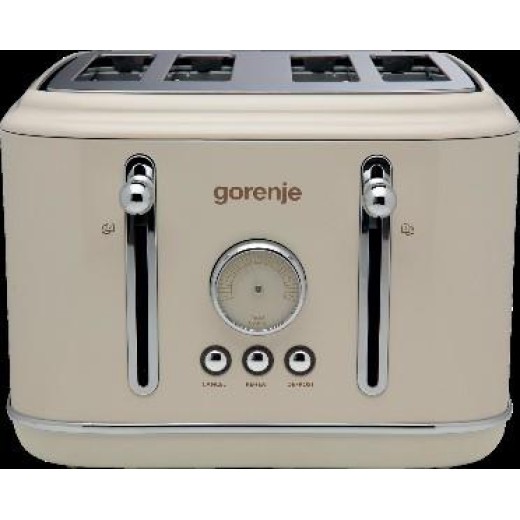 Тостер Gorenje, 950Вт, функц. розморожування, автовідключення, пластик + металл, бежевий
