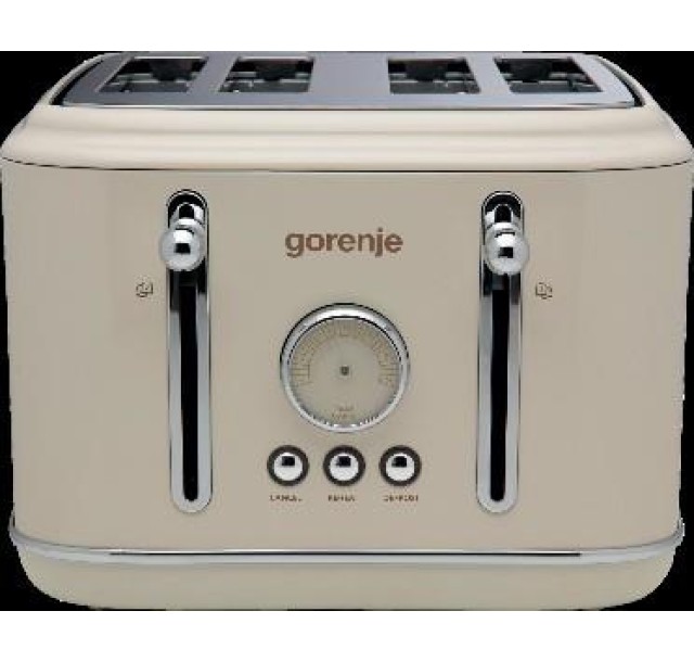 Тостер Gorenje, 950Вт, функц. розморожування, автовідключення, пластик + металл, бежевий