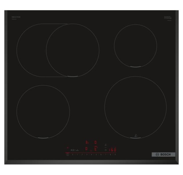 Варильна поверхня Bosch  індукційна, 60см, розширена зона, сенсор смаження PerfectFry Plus, Home Connect, чорний