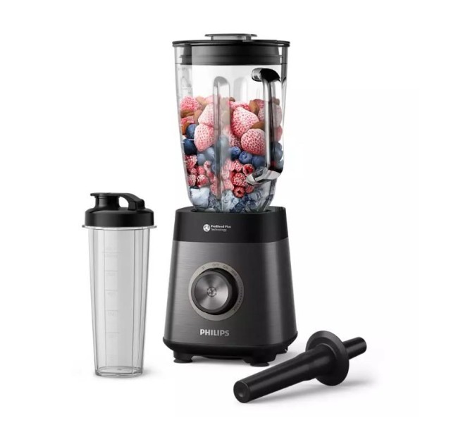 Блендер PHILIPS стаціонарний Series 5000, 1200Вт, чаша-2000мл, скло, склянка в комплекті, чорний