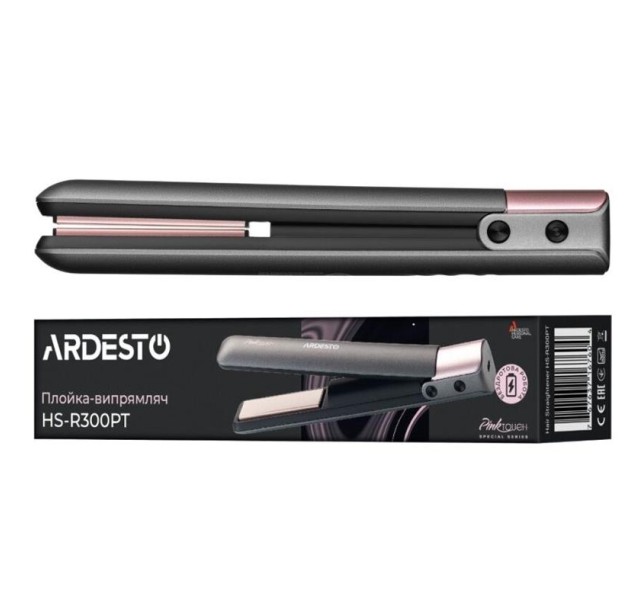Випрямляч Ardesto Pink Touch, 50Вт, 160-200C, акумуляторний, кераміка, USB-C > USB-A, сірий+рожевий