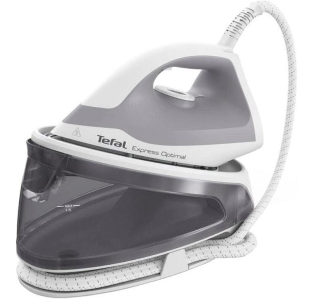 Праска-парогенератор Tefal Express Optimal, 2200Вт, 1200мл, паровий удар -250гр, постійна пара - 110гр, керам. підошва, біло-сірий