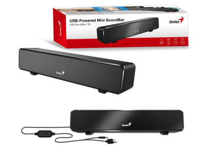 Акустична система Genius SOUNDBAR 100, 1.0, USB-А, mini-jack, чорний