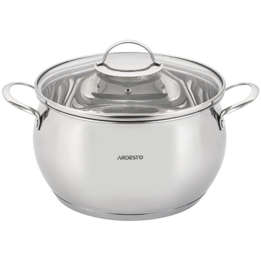 Каструля зі скляною кришкою Ardesto Gemini Liguria, 6.4л, нержавіюча сталь