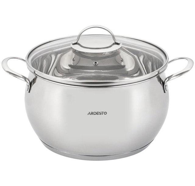 Каструля зі скляною кришкою Ardesto Gemini Liguria, 6.4л, нержавіюча сталь