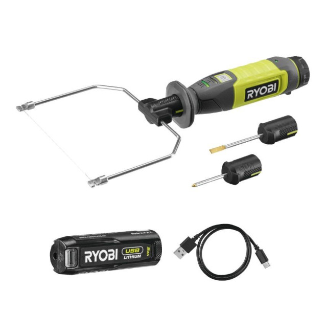 Термоніж Ryobi RHC4-120G акумуляторний 4В USB Lithium 450 градусів 5 змінних насадок АКБ 1х2Аг