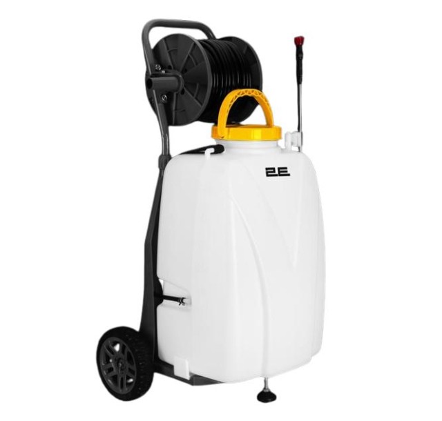 Обприскувач акумуляторний 2E AquaSpray 40LRC 40л 12В 1х12А·год 7бар 2.9л·хв 16кг вольтметр колеса котушка шланг 30м