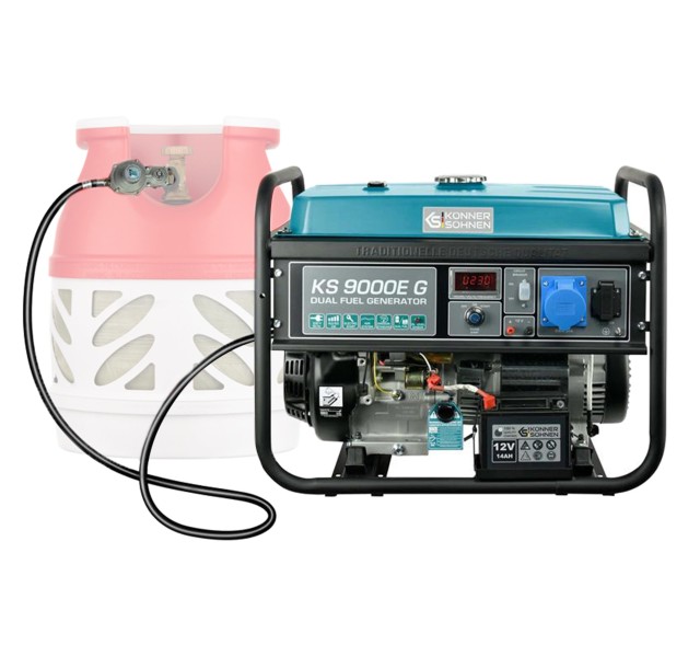 Генератор газобензиновий Konner&Sohnen KS 9000E G, 230В, 6.5кВт, електростартер, 83.0кг