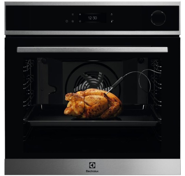 Духова шафа Electrolux електрична, 72л, А+, пара, дисплей, конвекція, піроліз, ф-ція пароварки, телескопічні напрямні, чорний