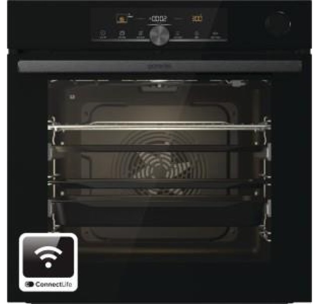 Духова шафа Gorenje електрична, 77л, A+, пара, дисплей, 300 °C, Wi-Fi, чорний