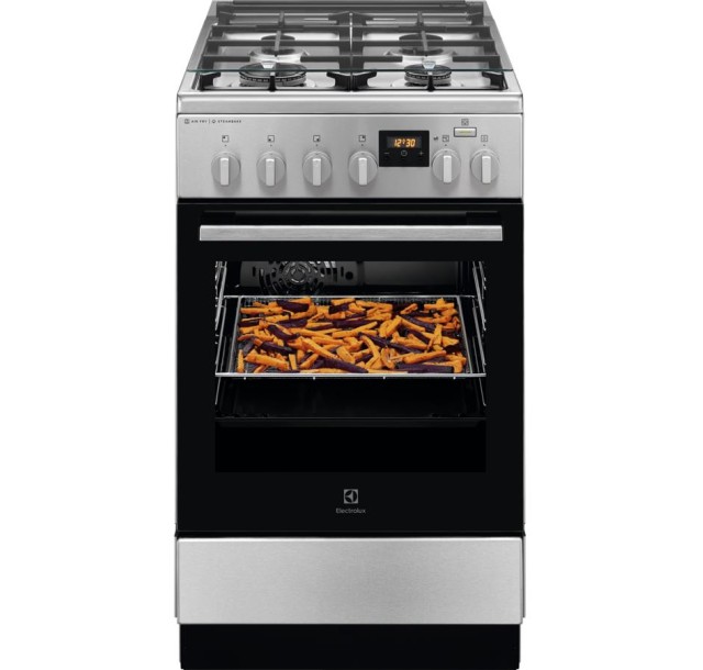Плита Electrolux комбінована, 58л, 50x60см, дисплей, конвекція, чавун, пара, нерж