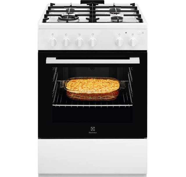 Плита Electrolux газова, 59л, 60x60см, чавун, білий