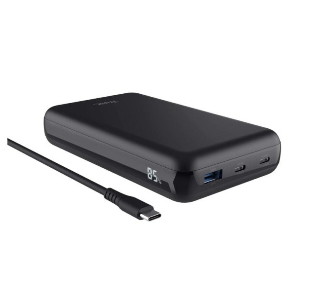 Акумулятор портативний літій-іонний power bank Trust Laro, 20000 мА·год, USB-A/2хUSB-C, 100w, чорний