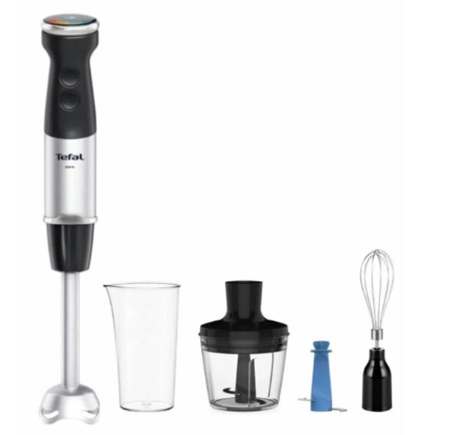 Блендер Tefal заглибний Quickchef+ 1000Вт, 3в1, чаша-800мл, чопер-500мл, турборежим, сріблясто-чорний