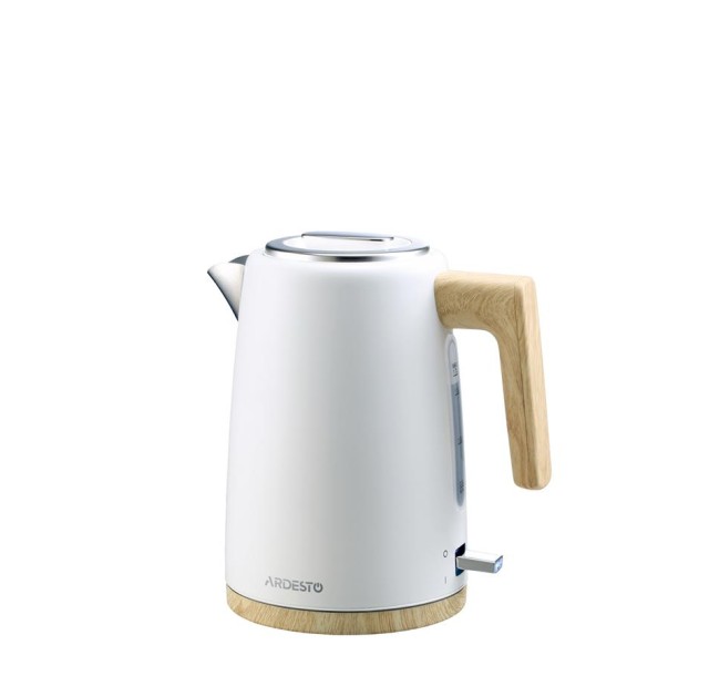 Електрочайник Ardesto EKL-F420WWD, 1.7л, метал, мат, Strix, білий