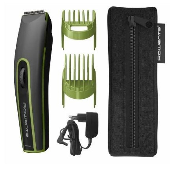 Машинка для стрижки Rowenta Nomad Sport Collection, акум., роторний мотор, насадок-2, кейс, сталь, чорно-зелений