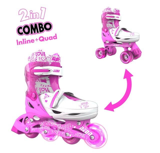 Роликові ковзани Neon Combo, розмір 30-33, рожевий
