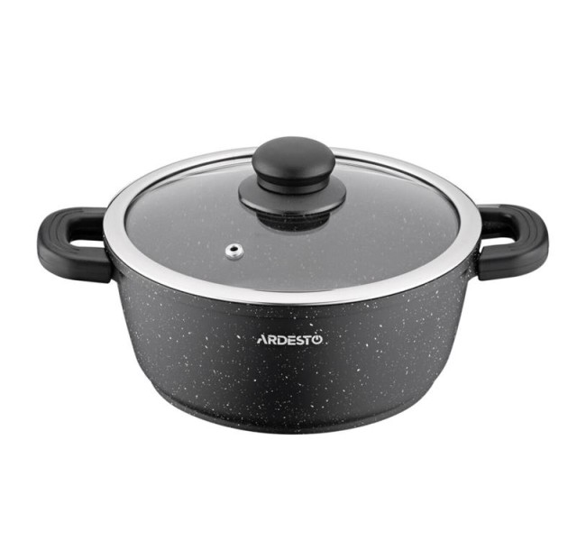 Каструля зі скляною кришкою Ardesto Gemini Anzio, 3.1л, алюміній, чорний