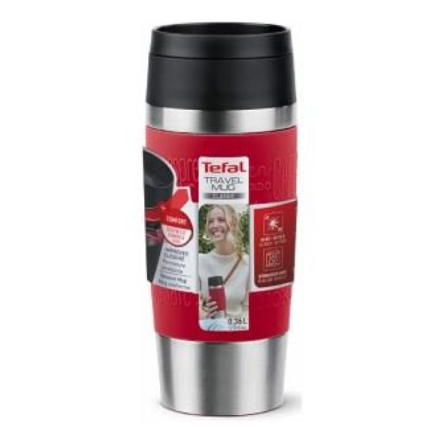 Термочашка Tefal Travel Mug Classic, 360мл, нержавіюча сталь, червоний