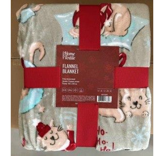 Плед Ardesto Flannel 160х200см, 100% поліестер, різдвяні котики