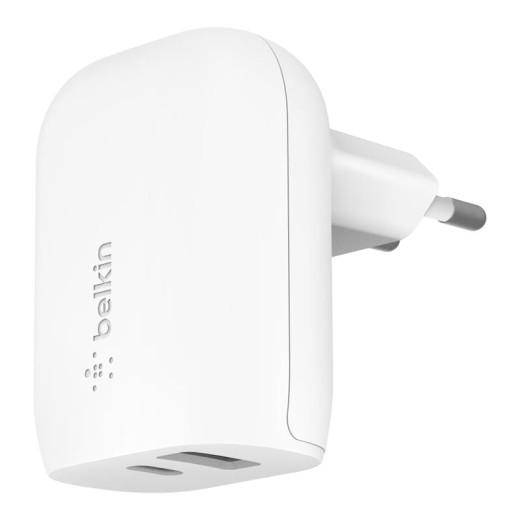 Зарядний пристрій мережевий Belkin 37Вт USB-C PD PPS 25Вт, USB-A 12Вт, білий